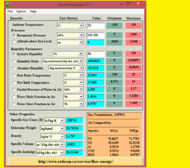 Psychrometric Calculations (Download Free Software)